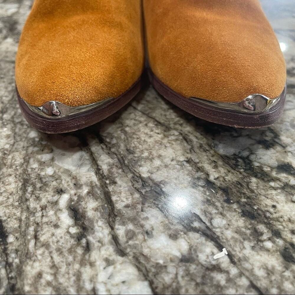 Joie Mustard Suede Western Ankle Booties Size 7 - Picture 3 of 9